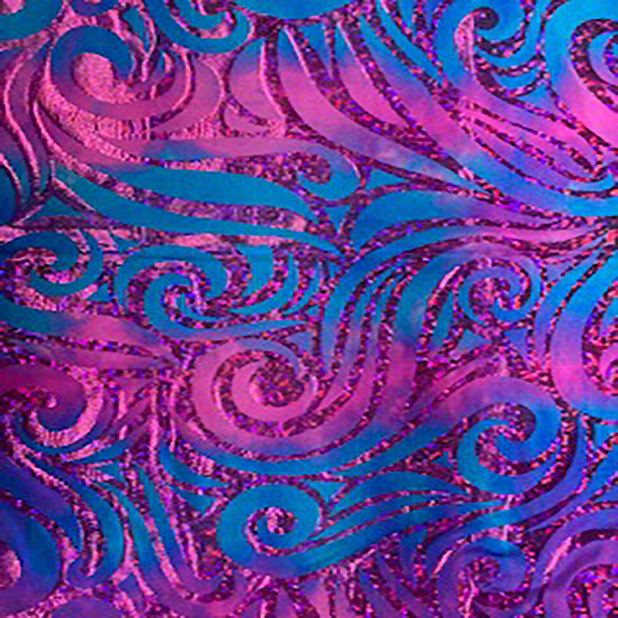 4 Way Stretch Nylon Spandex Tie Dye Paisley Snake | Spandex Palace Hot Pink Turquoise