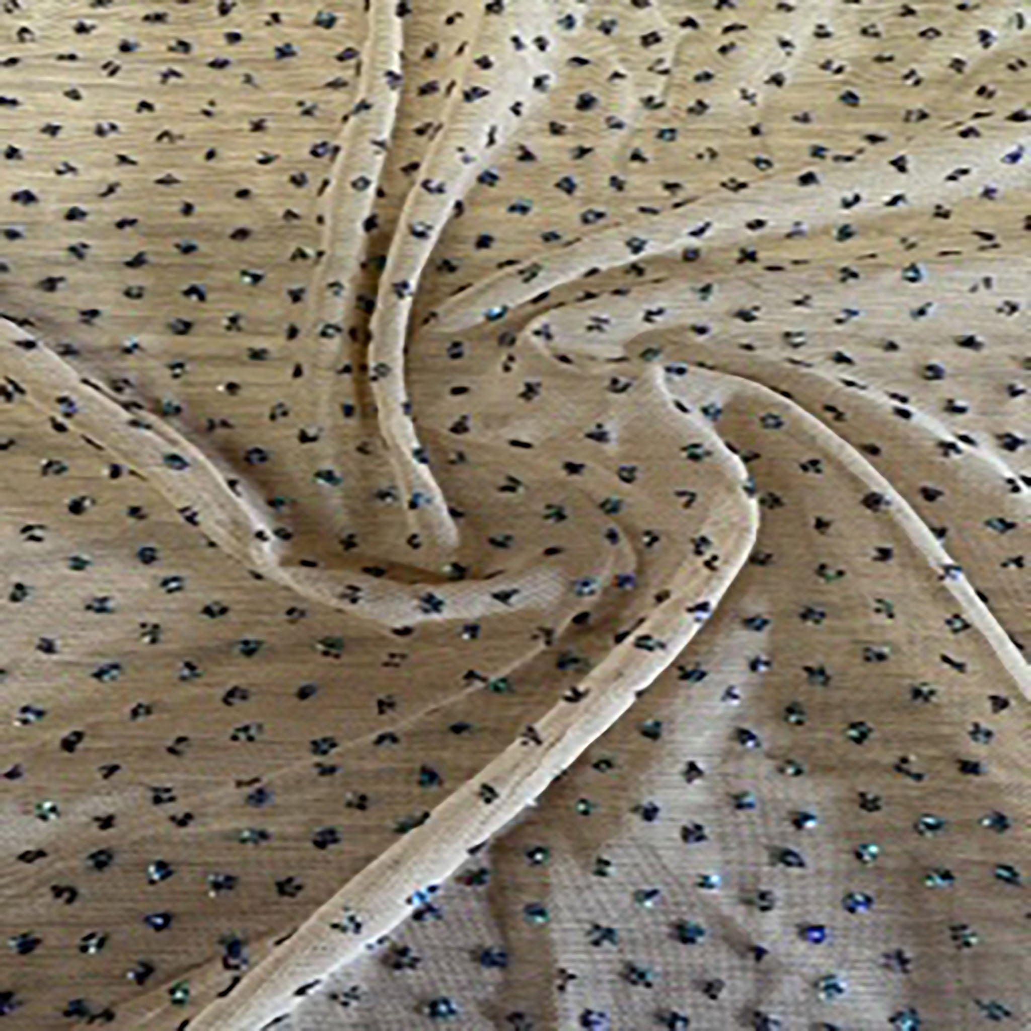 4 Way Nylon Spandex  Fabric Power Mesh Caviar Glitter | Spandex Palace Nude