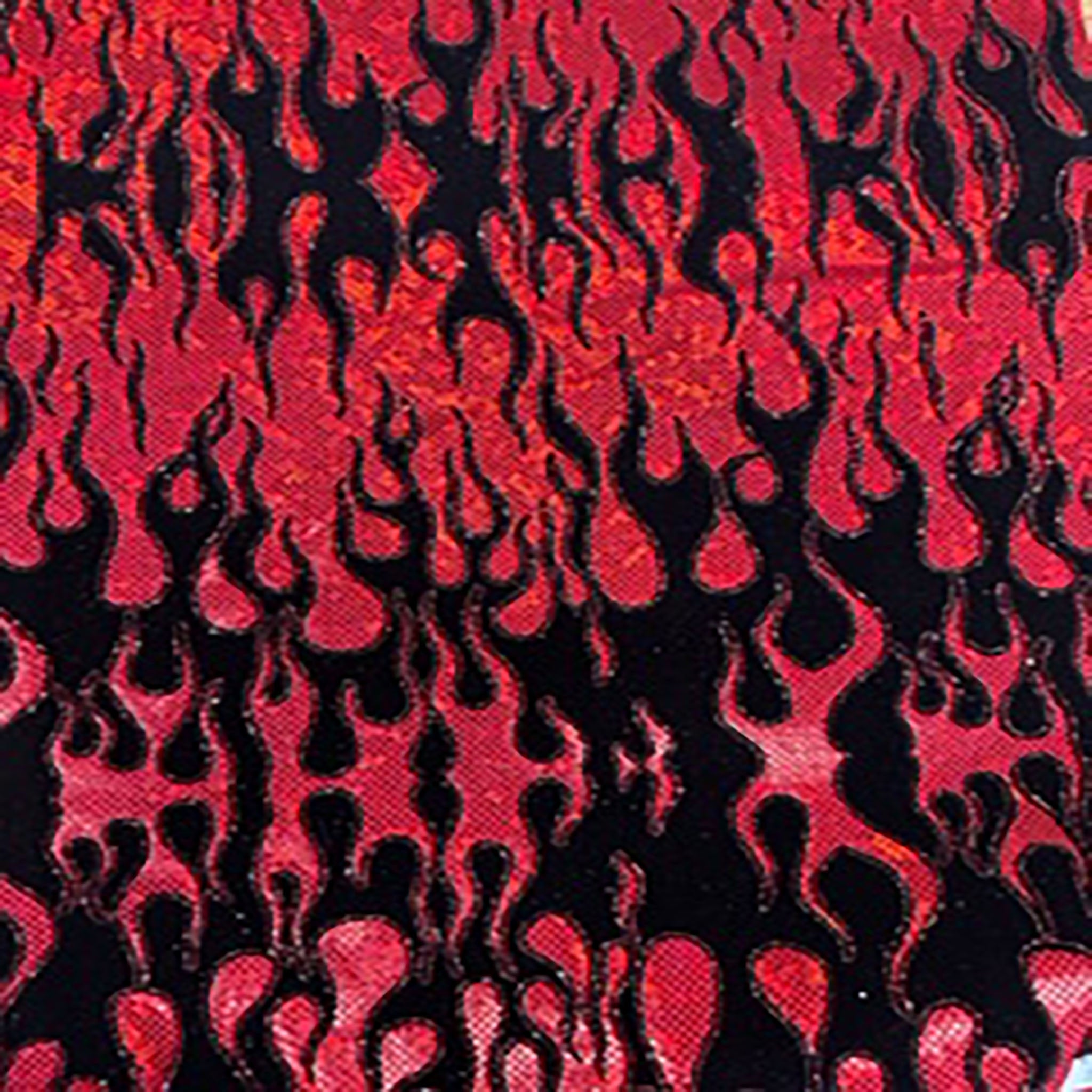4 Way Nylon Spandex Hologram With Flocking Flame | Spandex Palace  Red