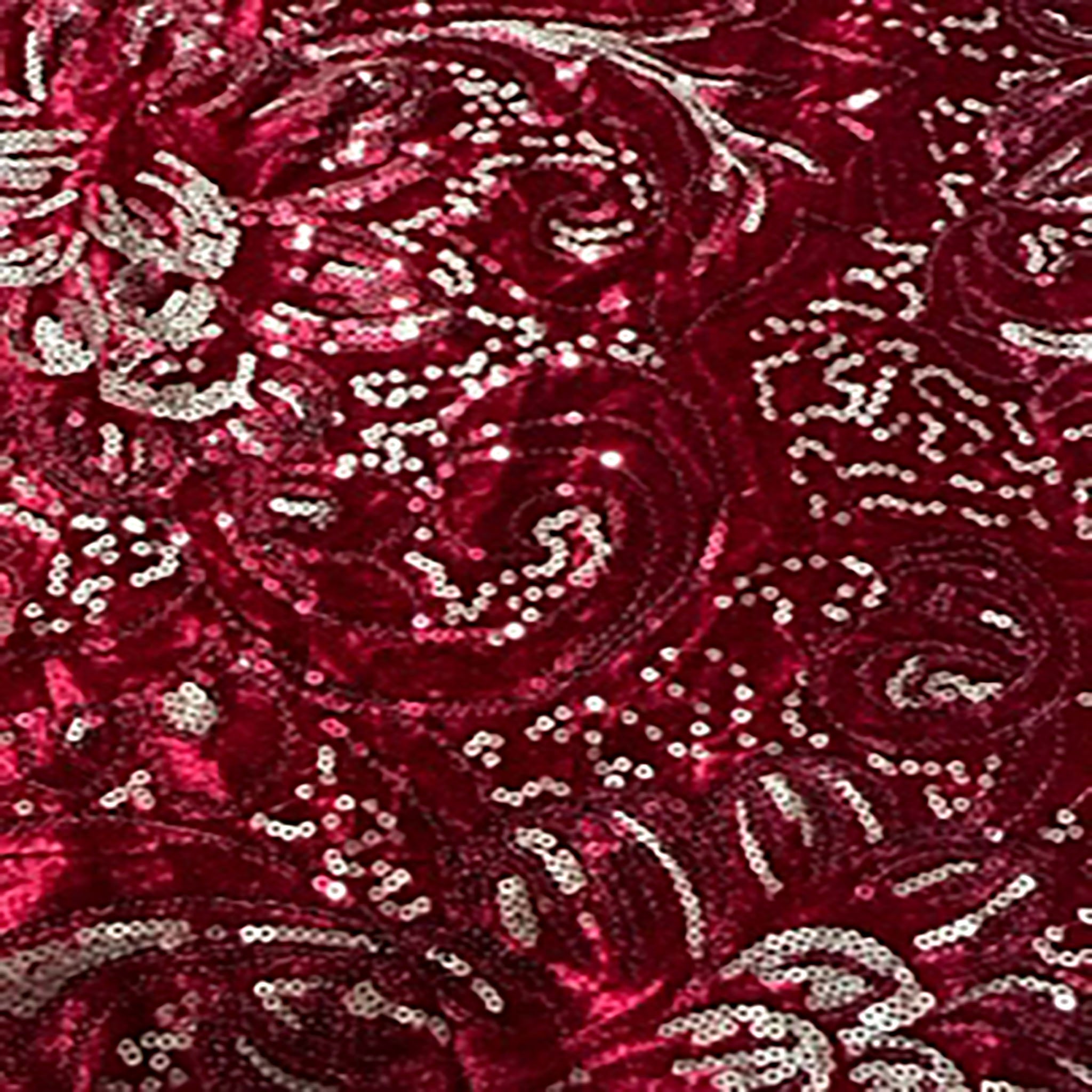 Polyester Mechanical Stretch Velvet Aria | Spandex Palace Burgundy  Champagne Sequin
