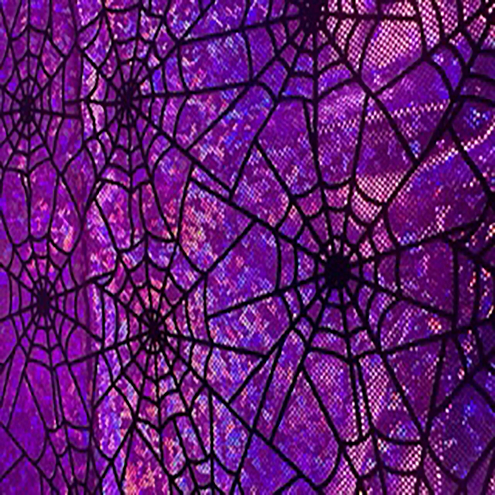 4 Way Stretch Nylon Spandex Spider Web Flocking Hologram | Spandex Palace Purple