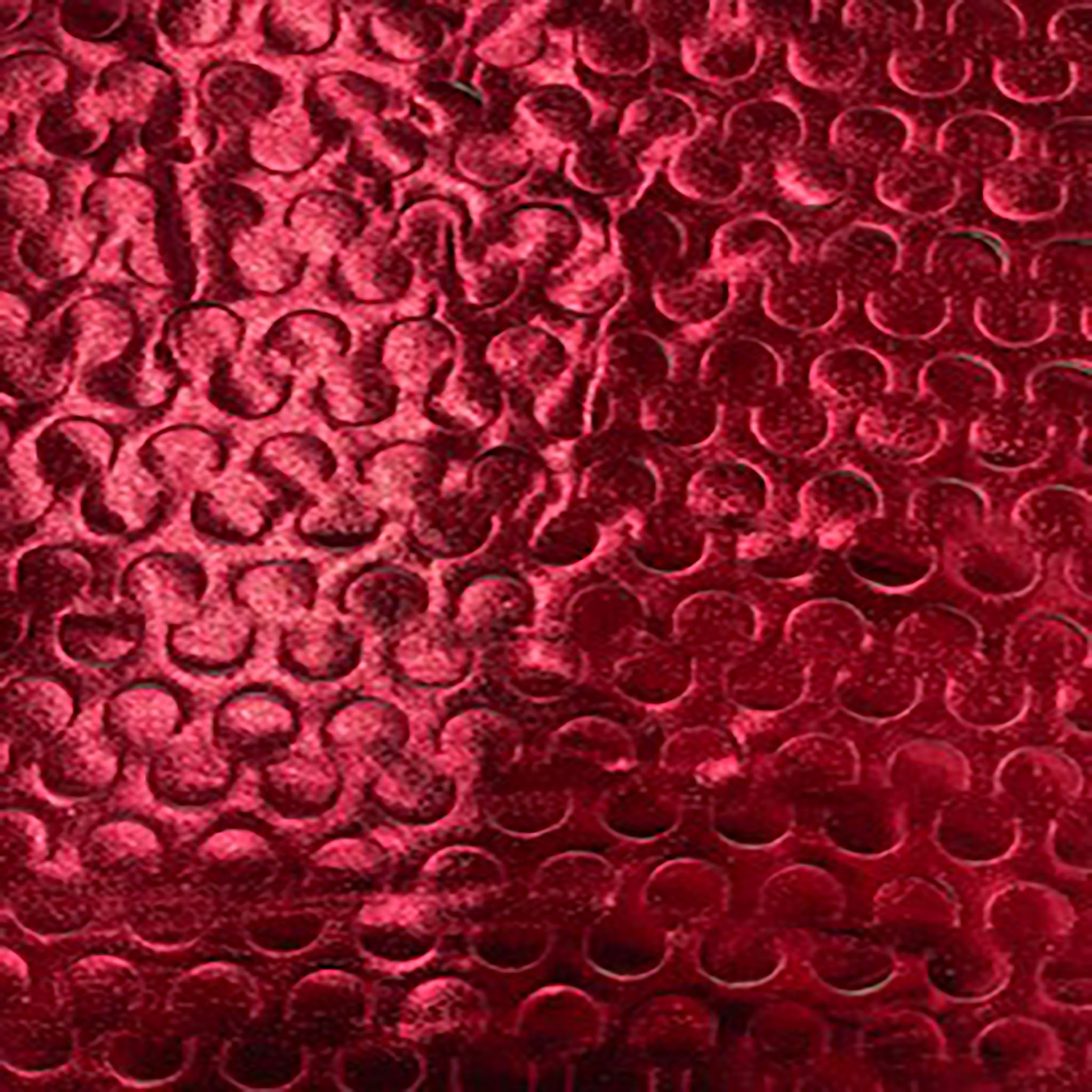 Polyester Spandex Circle Laser Cut Single Span  All Over  Foil  Red