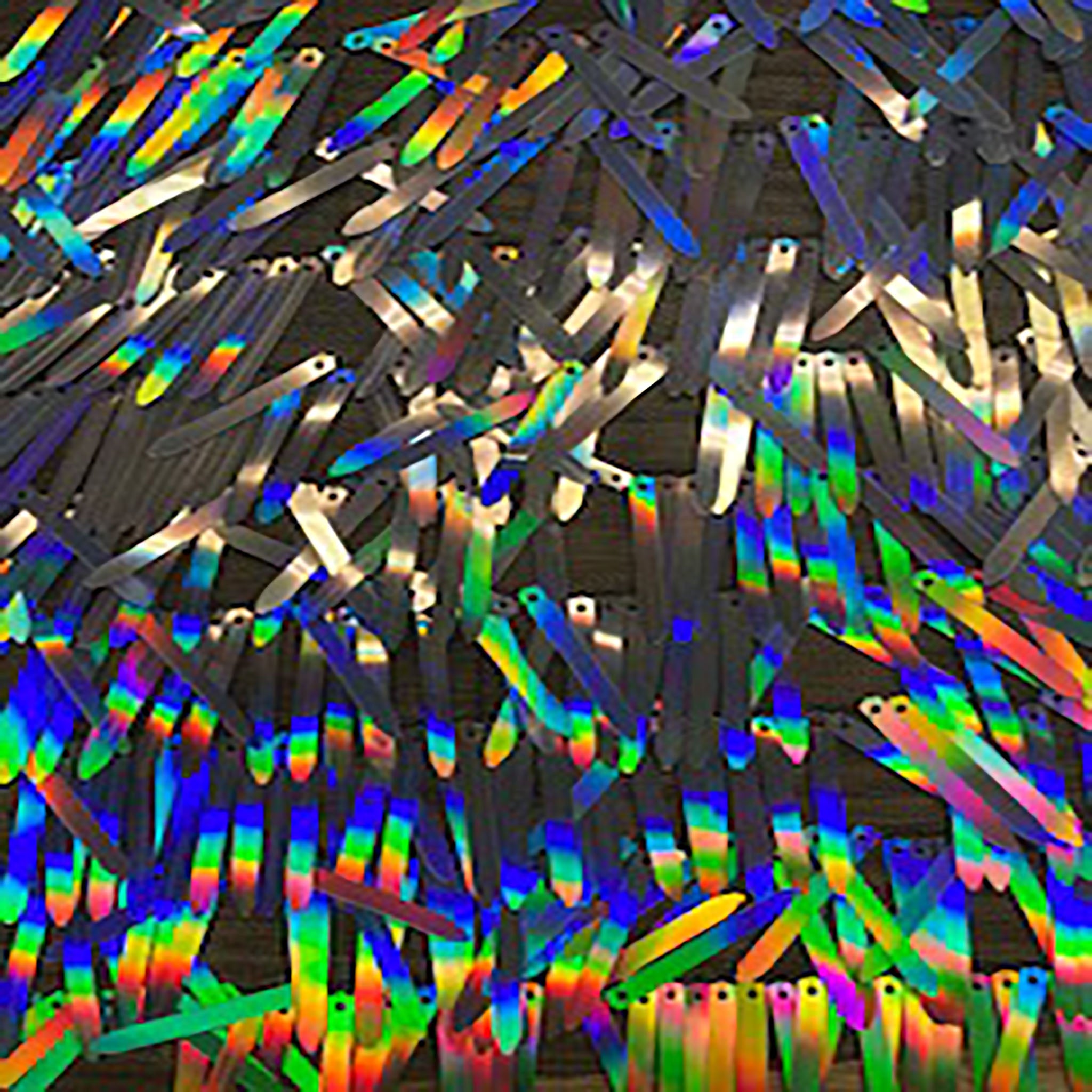 Sword  Shape Sequin on Polyester Mesh | Spandex Palace Black Holo Silver