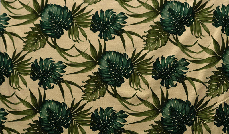 Monstera Leaf Dypsis Lutescens Fabric | Heavy Barkcloth l Spandex Palace