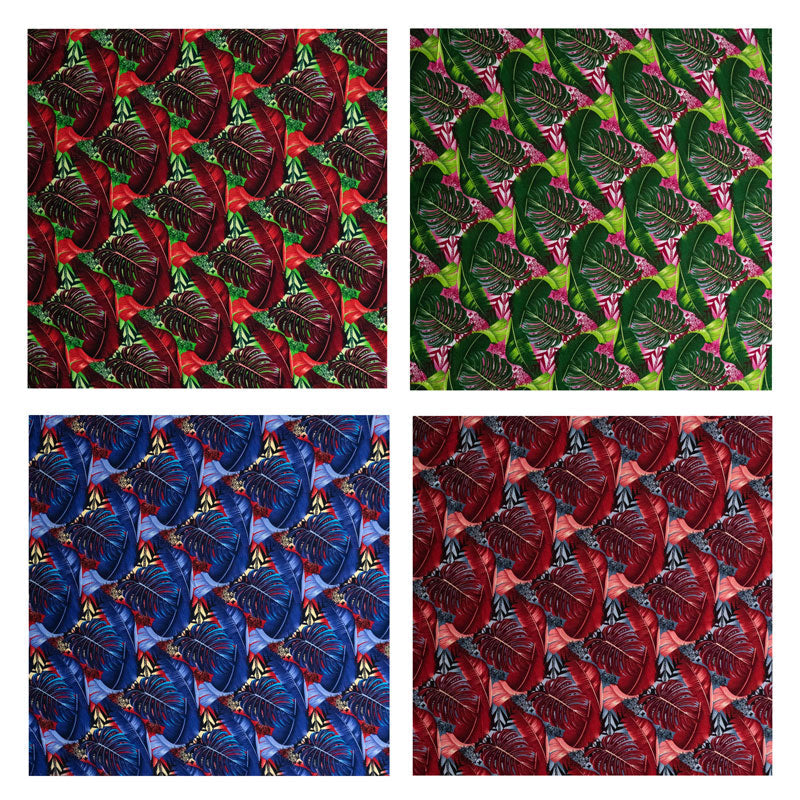 Tiare & Swirls Double Border Fabric | Glitter Polyester  | Spandex Palace