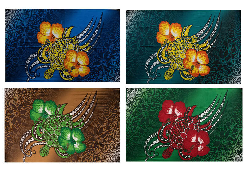 Hibiscus Turtle Tribal Assortment Polyester Sarong | Islands Fabric