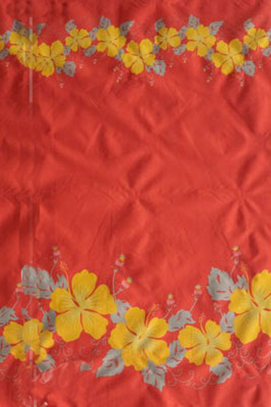 Hibiscus Double Border Polyester Fabric | Islands Fabric