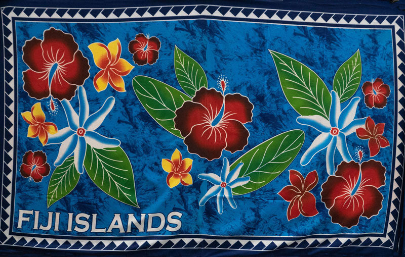 Fiji Islands Topical Flowers Banana Leaf Sarong | Islands Fabric
