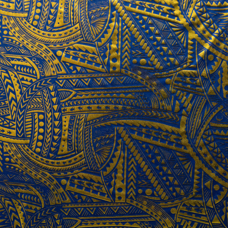 Traditional Polynesian Tattoo Design Fabric | Polyester Foil  |  Spandex Palace