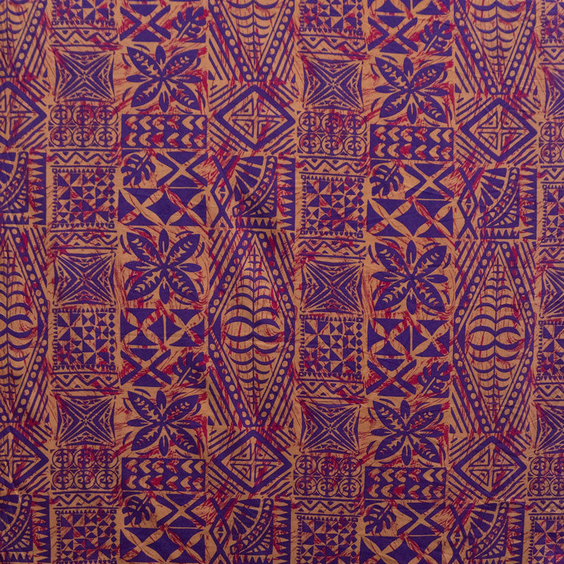 Traditional Tongan Geometric Design Fabric | Peachskin