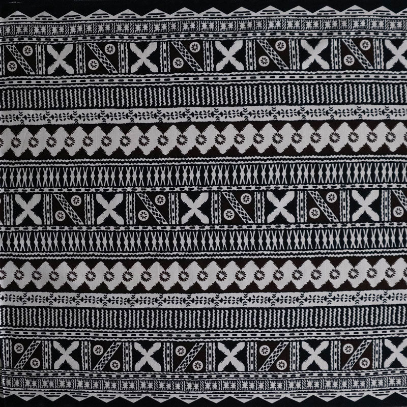 Traditional Polynesian Geometric design Fabric | Cotton Light Barkcloth  | Spandex Palace