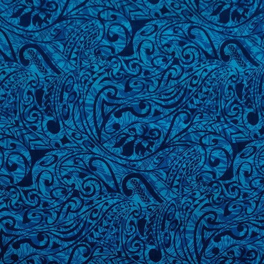 Polynesian Tribal Stems & Leaves All Over design Fabric | Cotton Light Barkcloth  - Spandex Palace