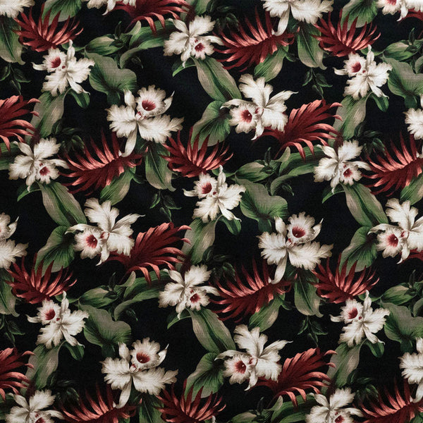 Tropical Garden Fabric | Cotton Light-Barkcloth  |  Spandex Palace