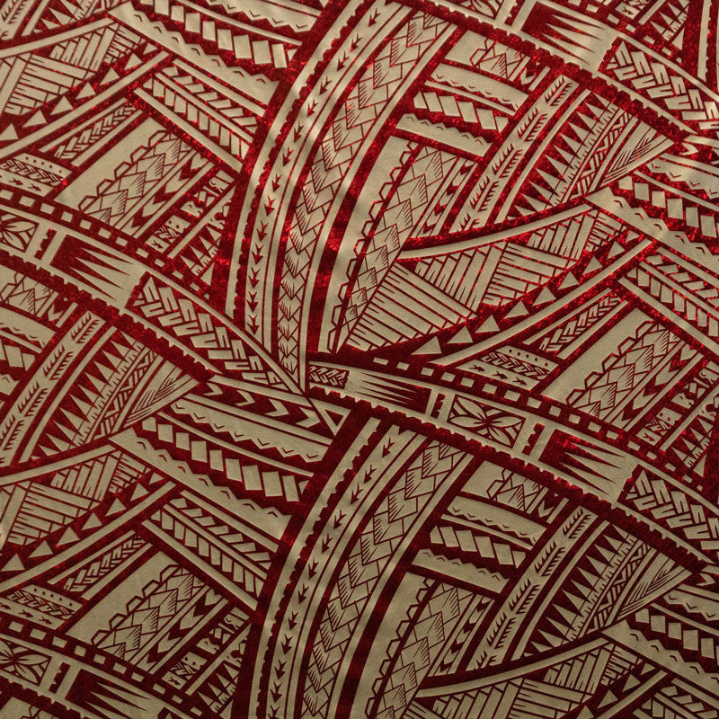 Traditional Polynesian Tattoo Design Fabric | Foil  |  Spandex Palace