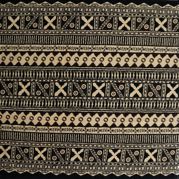 Traditional Polynesian Geometric design Fabric | Cotton Light Barkcloth  | Spandex Palace