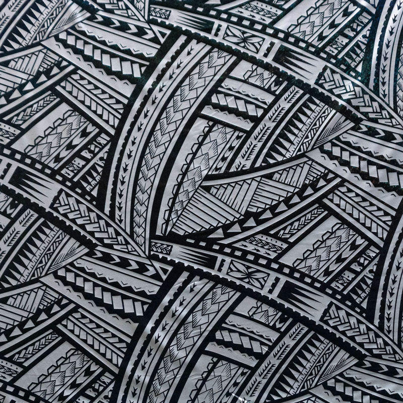 Traditional Polynesian Tattoo Design Fabric | Foil  |  Spandex Palace