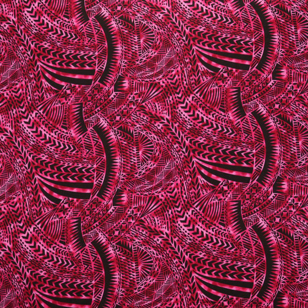 Traditional Polynesian Tattoo Design Fabric | Rayon Poplin  |  Spandex Palace