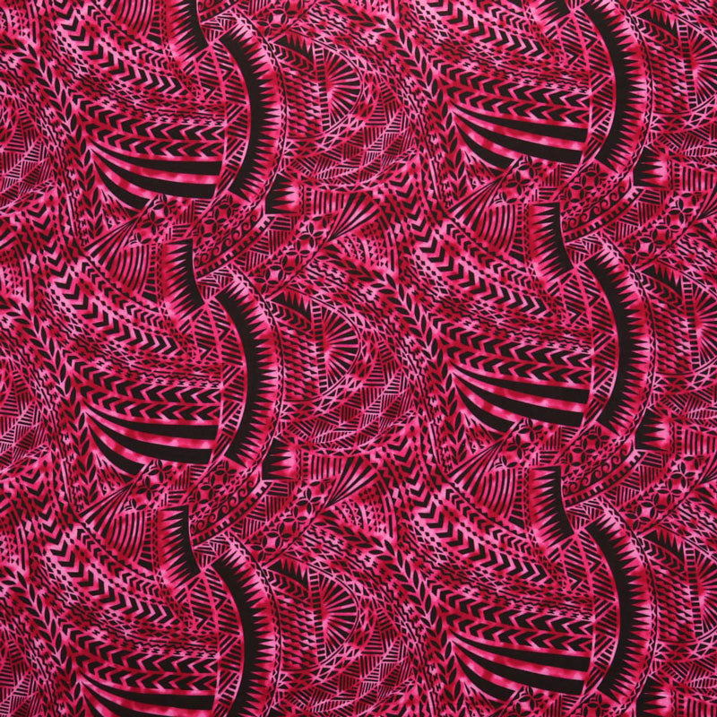 Traditional Polynesian Tattoo Design Fabric | Rayon Poplin  |  Spandex Palace