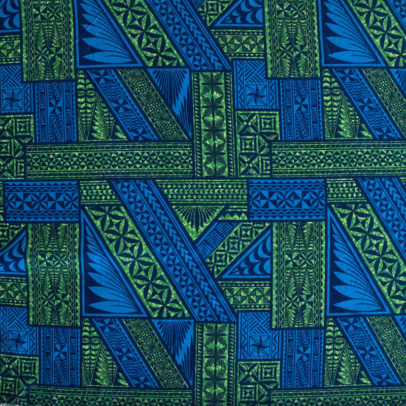 Traditional Tongan Geometric Design Peachskin Fabric | Islands Fabric