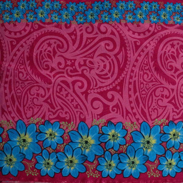 Traditional Polynesian Tattoo Daisy Double Border Fabric | Polyester  |  Spandex Palace