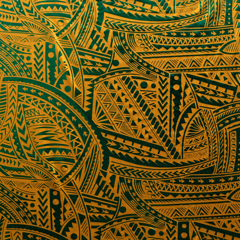 Traditional Polynesian Tattoo Design Fabric | Polyester Foil  |  Spandex Palace