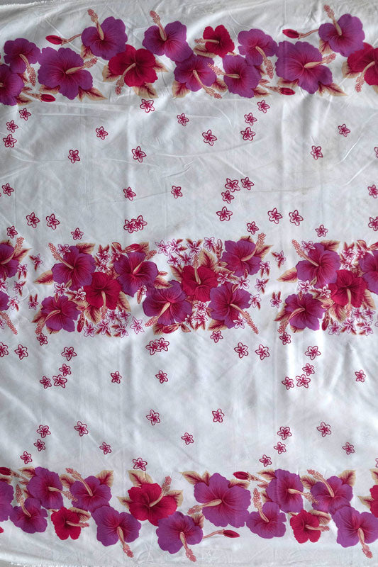 Hibiscus Triple Border Polyester Fabric | Islands Fabric