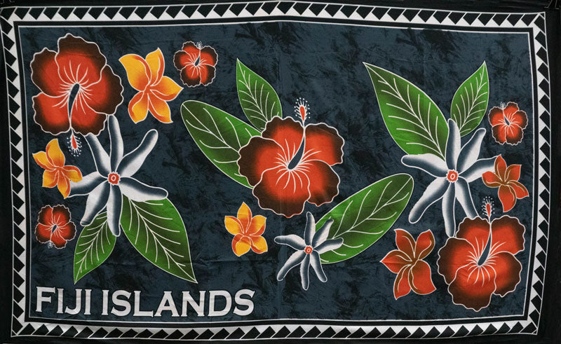 Fiji Islands Topical Flowers Banana Leaf Sarong | Islands Fabric