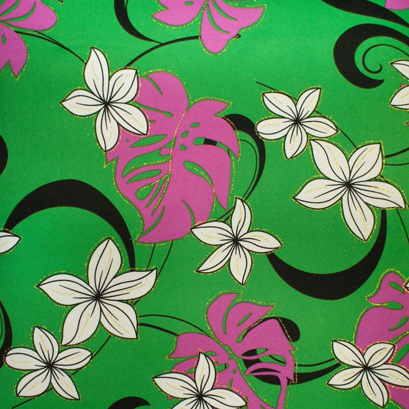 Plumeria Flower Monstera leaves Fabric | Polyester | Spandex Palace