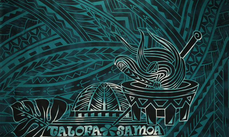 Talofa Samoa Kava Bowl Polyester Sarong | Islands Fabric