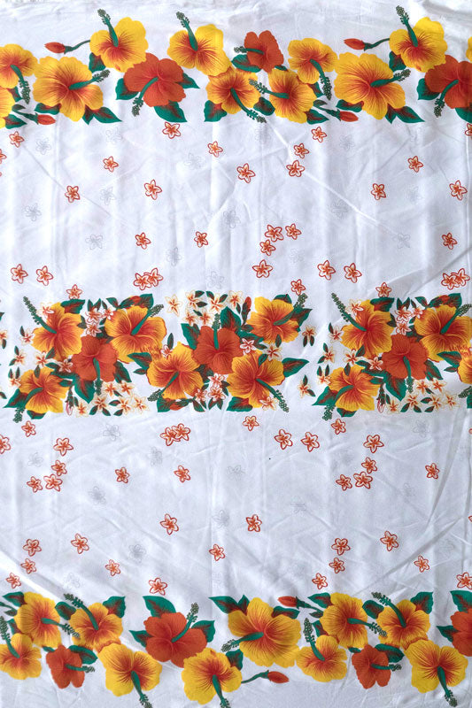 Hibiscus Triple Border Polyester Fabric | Islands Fabric