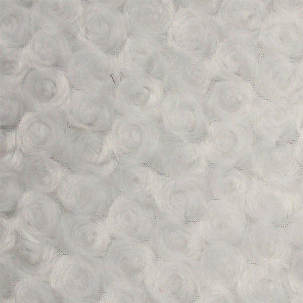 White Swirl Rosebud Faux Fur Fabric