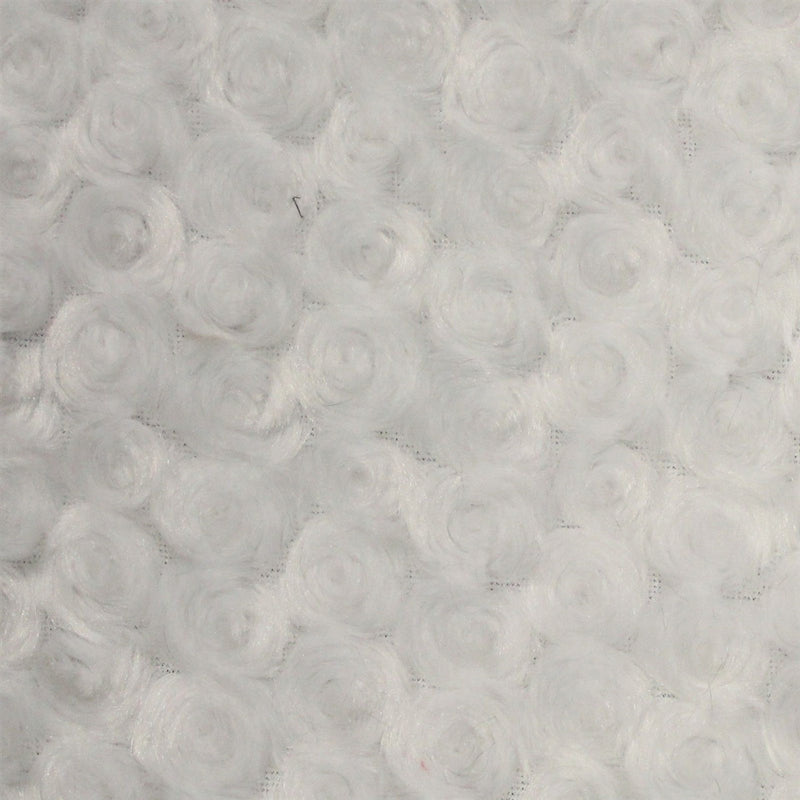 White Swirl Rosebud Faux Fur Fabric