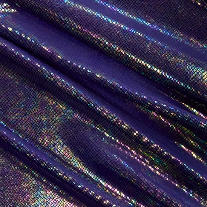 Purple Venom Snake Skin Stretch Velvet Iridescent Spandex Fabric