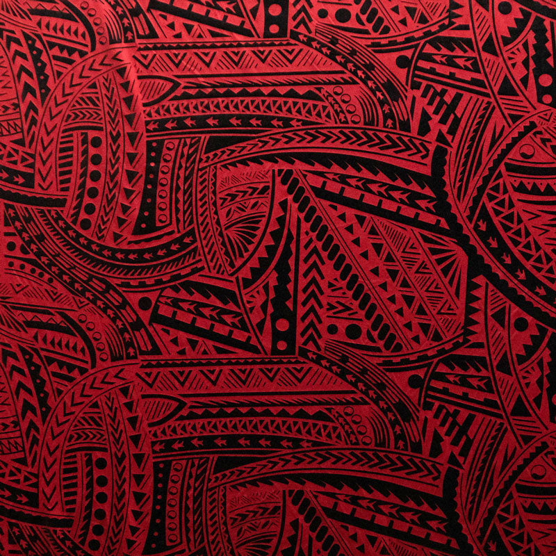 Traditional Polynesian Tattoo Design Fabric | Polyester Foil  |  Spandex Palace