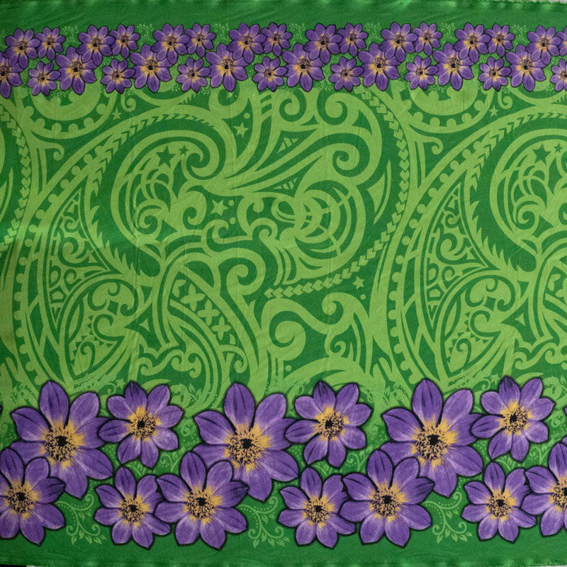 Traditional Polynesian Tattoo Daisy Double Border Fabric | Polyester  |  Spandex Palace