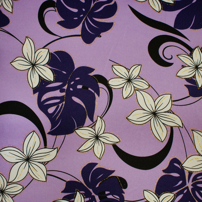 Plumeria Flower Monstera leaves Fabric | Polyester  | Spandex Palace