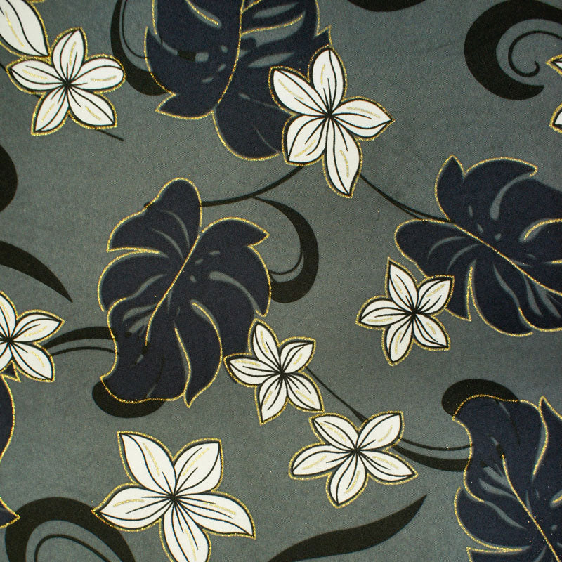 Plumeria Flower Monstera leaves Fabric | Polyester  | Spandex Palace