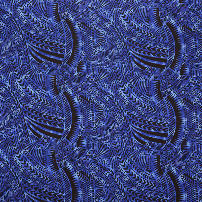 Traditional Polynesian Tattoo Design Fabric | Rayon Poplin  |  Spandex Palace