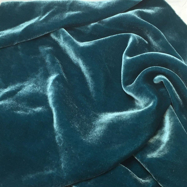 Teal Silk Velvet Fabric