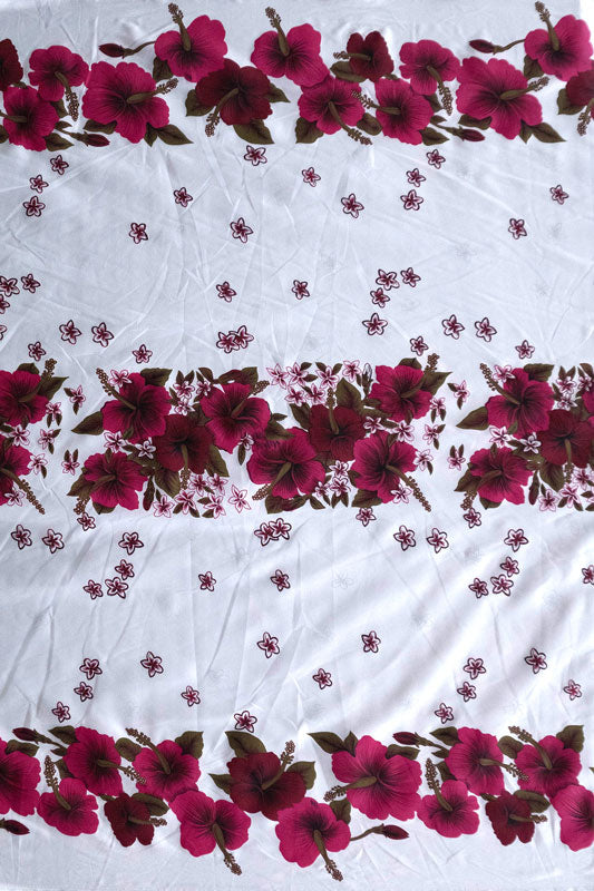 Hibiscus Triple Border Polyester Fabric | Islands Fabric