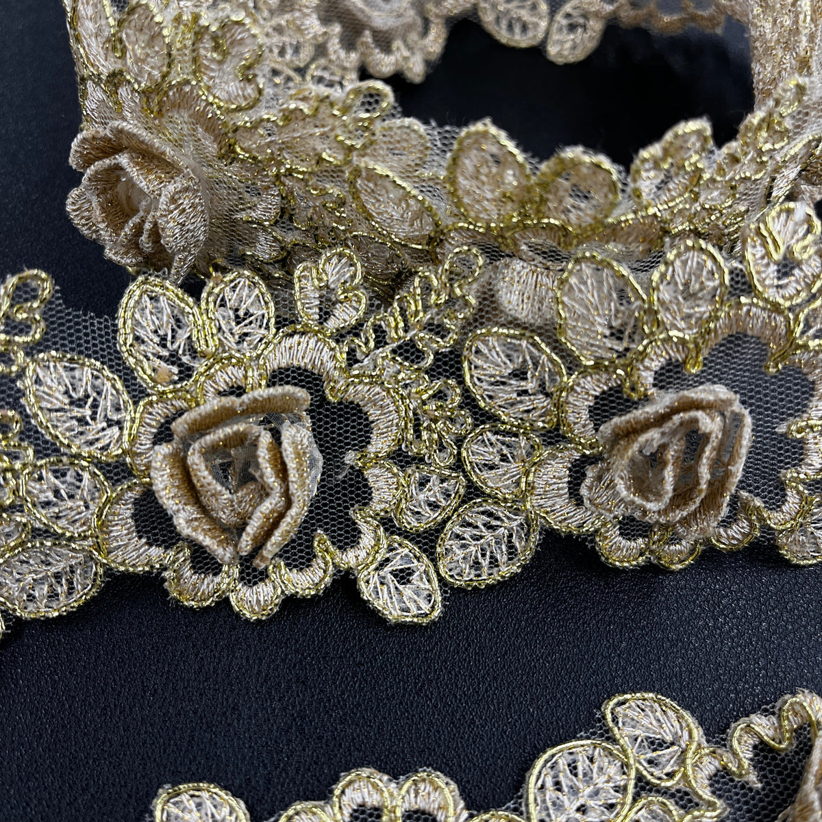 3D Floral Lace Trimming Embroidered on 100% Polyester Net Mesh | Lace USA - 97021W