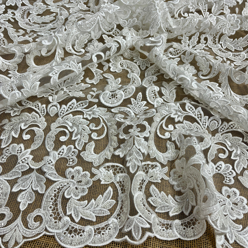 Beaded Lace Fabric Embroidered on 100% Polyester Net Mesh | Spandex Palace