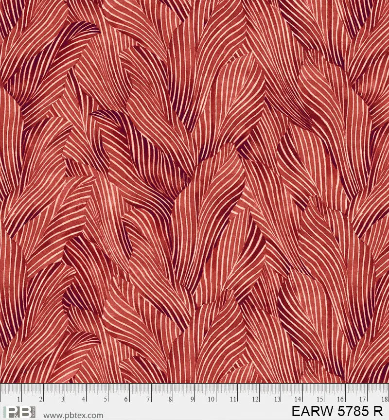 108" Earth Tones Red Leaf Cotton Wideback Fabric per yard