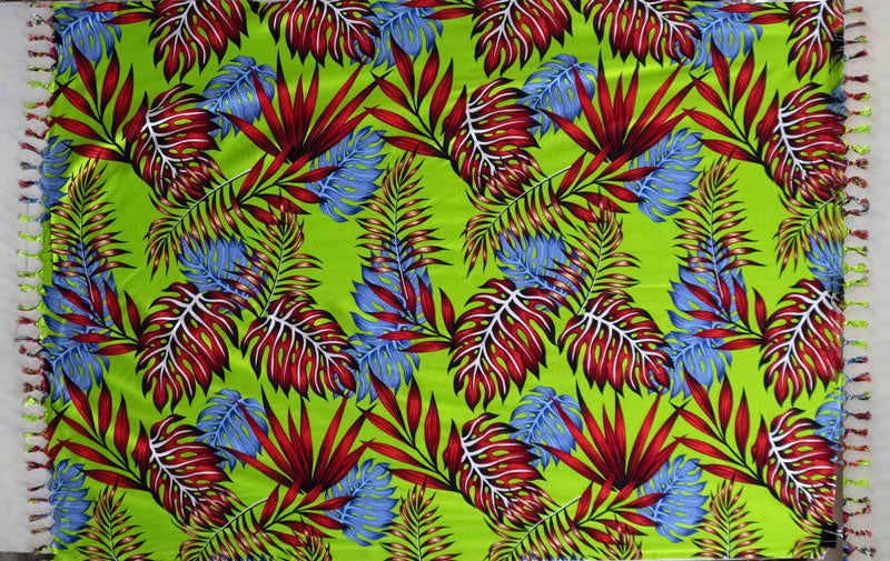 All Over Split Leaves Sarong with Fringes