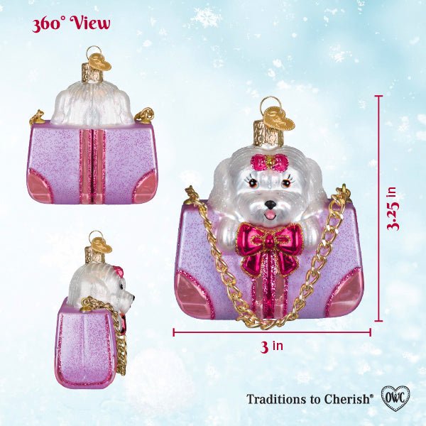 Posh Pup In Purse Ornament - Spandex PalaceOld World Christmas