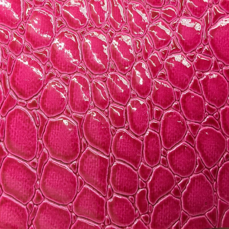 Fuchsia Crocodile Vinyl Fabric