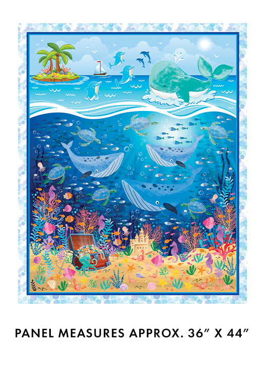 Let's Swim Panel Multi Cotton 44"/45" Fabric Panel