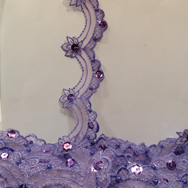 Beaded Lace Trimming Embroidered on 100% Polyester Organza | Lace USA - KZ-22