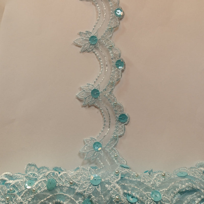 Beaded Lace Trimming Embroidered on 100% Polyester Organza | Lace USA - KZ-22