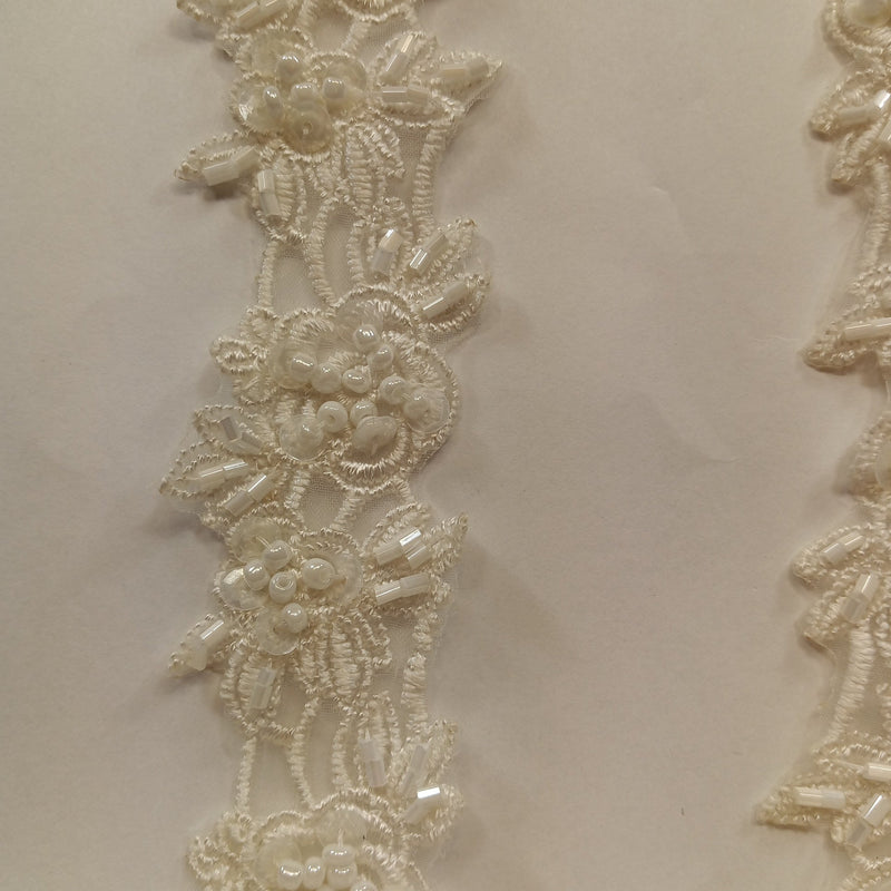 Beaded Lace Trimming Embroidered on 100% Polyester Organza | Lace USA - 21372N-BP